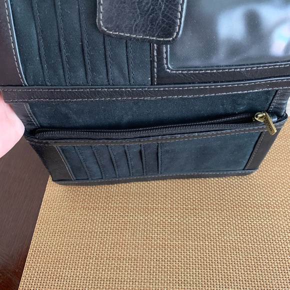 Fossil Black bifold leather wallet top zip wallet - Picture 4 of 7